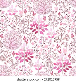 Seamless watercolor abstraction floral pattern in vintage style on white background.