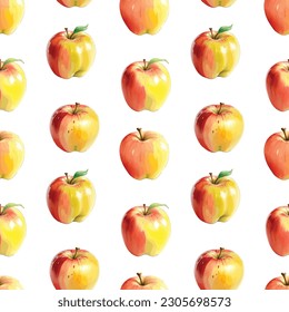 Seamless watercolor apple pattern. Repeat pattern. Vector illustration.