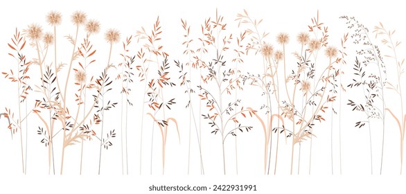 seamless watercolor arrangements with small flower. Botanical  minimal style. Vector stock illustration. Delicate flowers. Isolated on a white background.