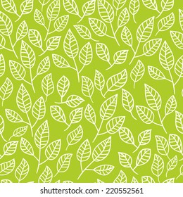 Seamless watercolor background of green leaves.Pattern composed of tea leaves. Vector pattern.