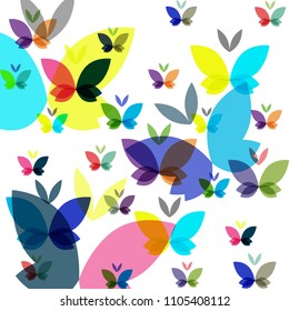 seamless watercolor beautiful butterflies pattern on white background.