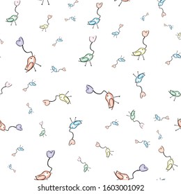 seamless watercolor birds pattern print background