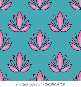 Seamless watercolor botanical pattern with spring flowers and leaves