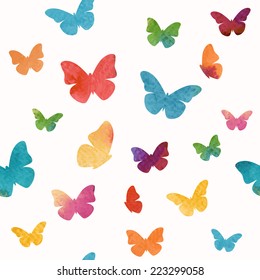 Seamless watercolor butterflies pattern. Vector illustration