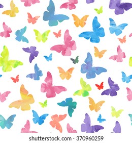 Seamless watercolor butterflies pattern. Vector illustration