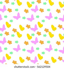 Seamless watercolor butterflies pattern. Vector illustration