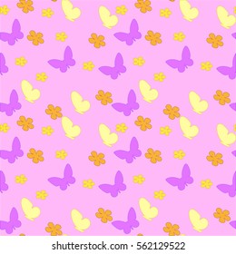 Seamless watercolor butterflies pattern. Vector illustration