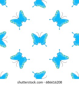 Seamless watercolor butterflies pattern. Vector illustration