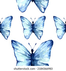 Seamless watercolor butterfly pattern. Vector animals illustration for kids and wallpaper, background room