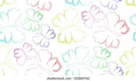Seamless watercolor butterfly pattern. Vector illustration