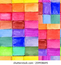 Seamless watercolor checkered background, vector. 