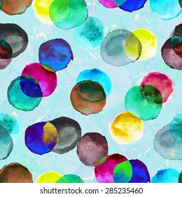 Seamless watercolor colorful circle pattern