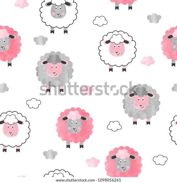 Motif Harmonieux De Mouton Mignon A Image Vectorielle De Stock Libre De Droits