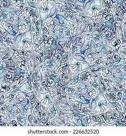 Seamless  watercolor doodle pattern for web, design, fabric etc