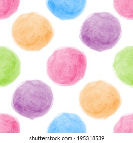 Seamless watercolor dot background. Hand drawn vector illustration