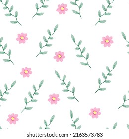 Patrón floral de acuarela sin manchas, composición de hojas verdes con flores sobre fondo blanco, perfecto para envolturas, papel pintado, tarjetas, tarjetas de felicitación, invitaciones de boda, eventos románticos.