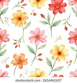 Seamless watercolor floral pattern, cute floral background, Fabric design seamless pattern, vector design 12