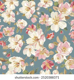 Seamless watercolor floral pattern design in vector format