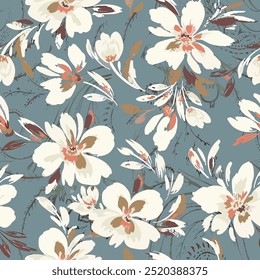 Seamless watercolor floral pattern design in vector format