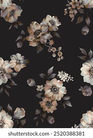 Seamless watercolor floral pattern design in vector format