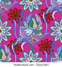 Seamless watercolor floral pattern with flower composition on bright background, perfect for wrappers, wallpapers, postcards, greeting cards, wedding invitations, romantic events, etc.