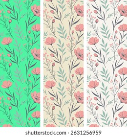 Seamless watercolor floral pattern - green leaves and branches composition on white background, perfect for wrappers, wallpapers, postcards, greeting cards, wedding invitations, romantic events.