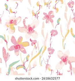 Patrón floral de acuarela sin fisuras para el diseño de envases, invitaciones, folleto y publicidad. Hermoso patrón sin fin con plantas con flores