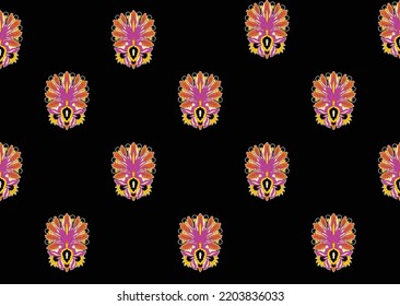 Seamless watercolor floral pattern  pink blush flowers elements, green leaves branches on dark black background; for wrappers, wallpapers, postcards, greeting cards, wedding invites, romantic events.