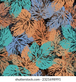 Seamless watercolor floral pattern - pink blush flowers elements, green leaves branches on dark black background. Plant background for fashion, wallpapers, print. 