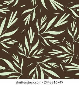 Seamless watercolor floral pattern - pink blush flowers elements, green leaves branches on dark black background; for wrappers, wallpapers, postcards, greeting cards, wedding invites
