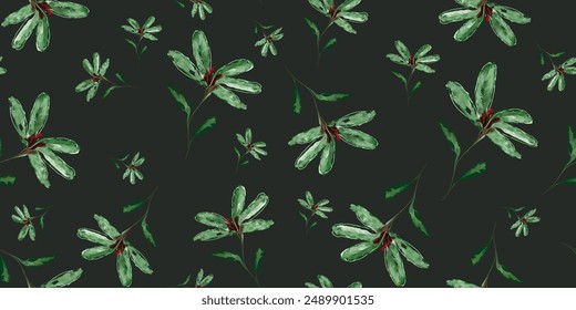 Seamless watercolor floral pattern. Trendy fabric design. Vector illustration