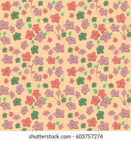 Seamless watercolor floral pattern. Vector background
