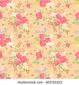Seamless watercolor floral pattern. Vector background