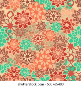 Seamless watercolor floral pattern. Vector background