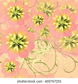 Nahtlose Aquarellfarben, Blumenmuster. Vektorhintergrund