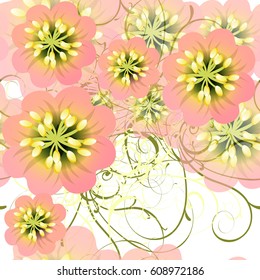 Patrón floral de acuarela sin foco. Fondo del vector