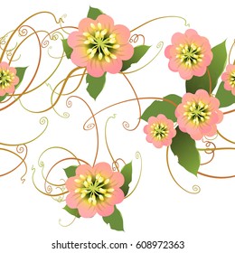 Seamless watercolor floral pattern. Vector background