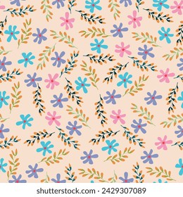 seamless watercolor flower design with digital texture