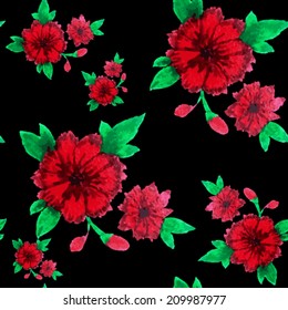 Seamless watercolor flowers