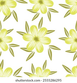 Seamless watercolor flowers pattern on white background. Flowers and leaves. Hand painted color. Floral pattern for design.