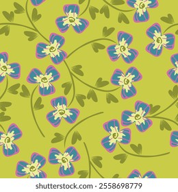 Seamless watercolor flowers pattern on pink background. Flowers and leaves. Hand painted color. Floral pattern for design