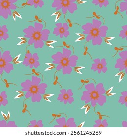 Seamless watercolor flowers pattern on pink background. Flowers and leaves. Hand painted color. Floral pattern for design