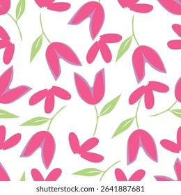 Seamless watercolor flowers pattern on white background. Flowers and leaves. Hand painted color. Floral pattern for design