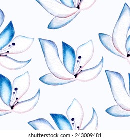 Seamless water-color flowers pattern, ready to use - just drag and drop to your swatch panel.