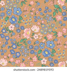 seamless watercolor flowers pattern.Ready to print