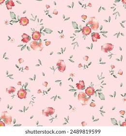 seamless watercolor flowers pattern.Ready to print