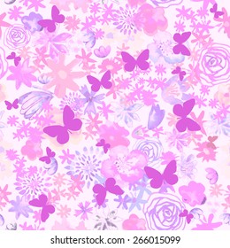 Seamless watercolor flowers. Vector