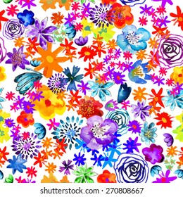 Seamless watercolor flowers. Vector