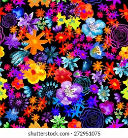 Seamless watercolor flowers. Vector