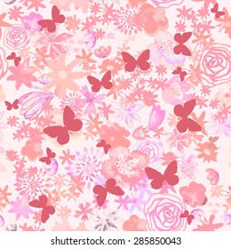 Seamless watercolor flowers. Vector